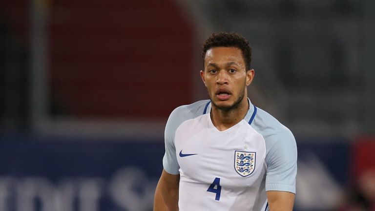 THUN, SWITZERLAND - MARCH 26: Lewis Baker of England U21 looks on during the European Under 21 Qualifier match between Switzerland U21 and England U21 at S