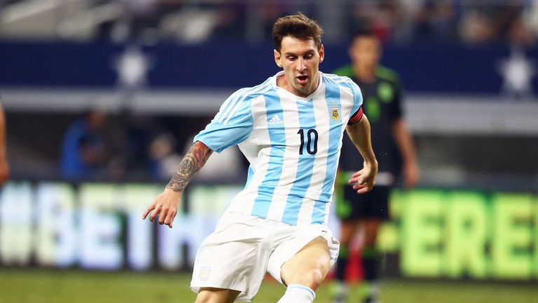 Lionel Messi in action for Argentina against Mexico