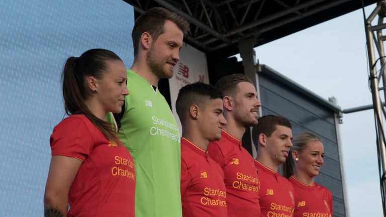 Liverpool and Liverpool Ladies show off the club's 2016-17 kit - pic courtesy Liverpool FC