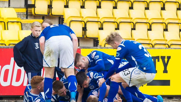 Stranraer celebrate as Liam Dick scores in extra time 