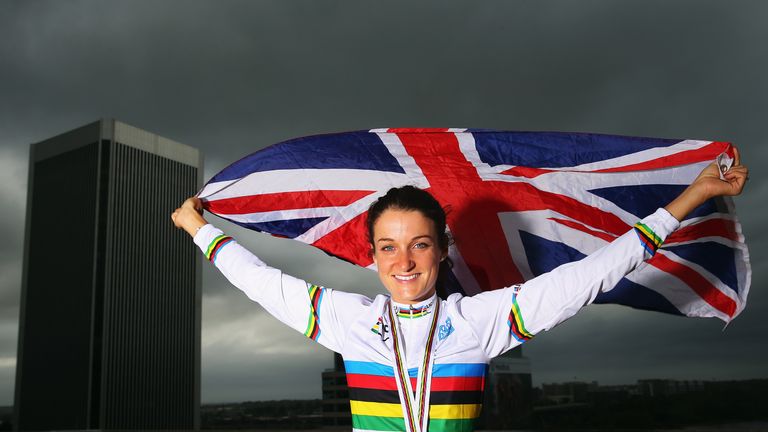Elizabeth Armitstead poses for a photo after winning the World Road Race Championship on September 27, 2015