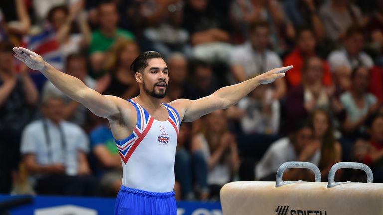 Britain's Louis Smith performs at the European Artistic Gymnastics Championships 