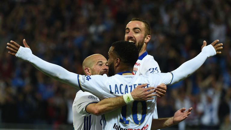 Alexandre Lacazette leads the Lyon celebrations