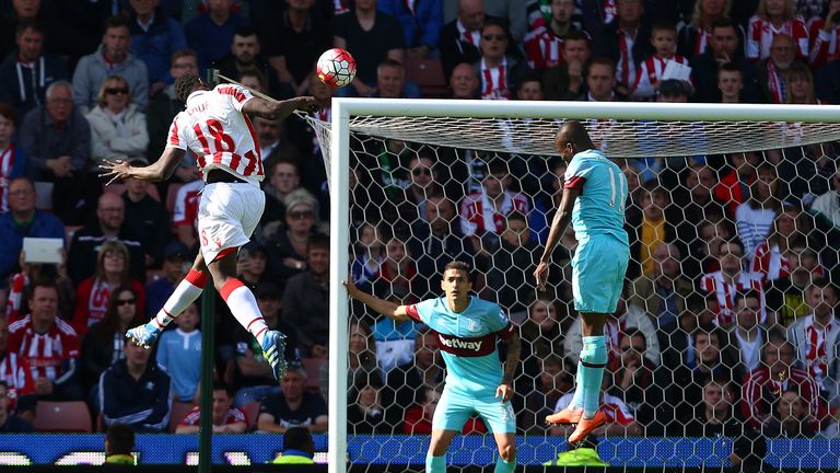 Mame Biram Diouf rises at the near post to head home the winner at the Britannia