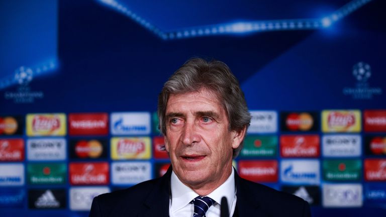 MADRID, SPAIN - MAY 03:  Manuel Pellegrini, Manager of Manchester City faces the media during a press conference ahead of the UEFA Champions League Semi Fi