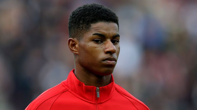 SUNDERLAND, ENGLAND - MAY 27:  Marcus Rashford of England looks on ahead of the International Friendly match between England and Australia at Stadium of Li