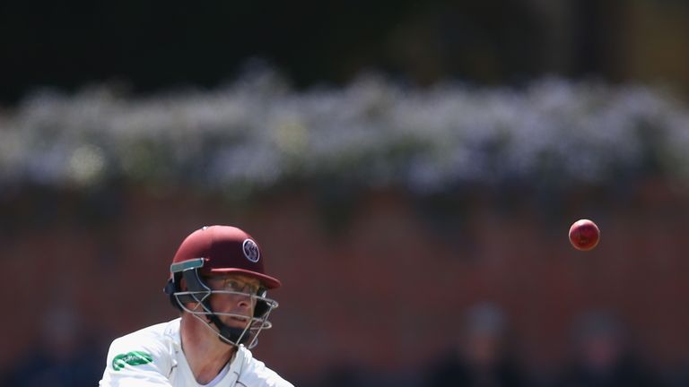 SOMERSET, UNITED KINGDOM - MAY 04:  Marcus Trescothick of Somerset prevents the ball dropping onto his stumps during day four of the Specsavers County Cham