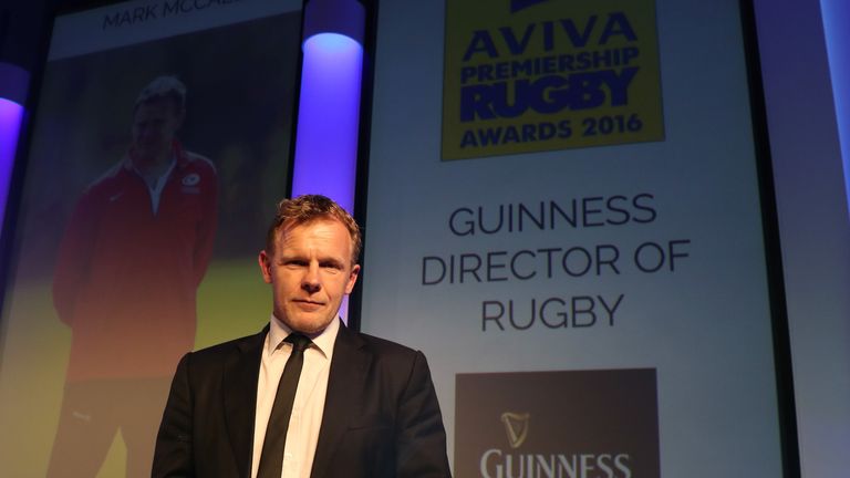 Mark McCall, director of rugby of Saracens poses with the Guinness Director of Rugby of the Season award