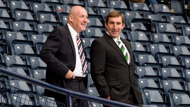 Rangers manager Mark Warburton (left) and Hibernian manager Alan Stubbs look ahead to their forthcoming clash in the William Hill Scottish Cup Final