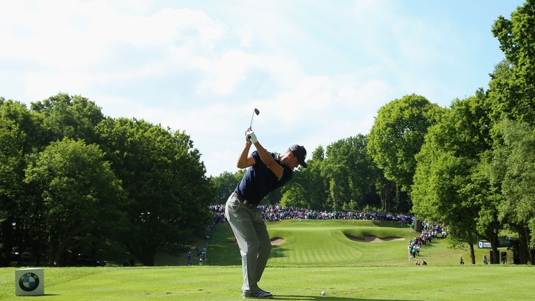 Martin Kaymer of Germany hits his tee shot on the 2nd hole at Wentworth