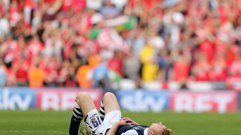 A dejected Chris Taylor of Millwall after losing the Sky Bet League One play-off final.