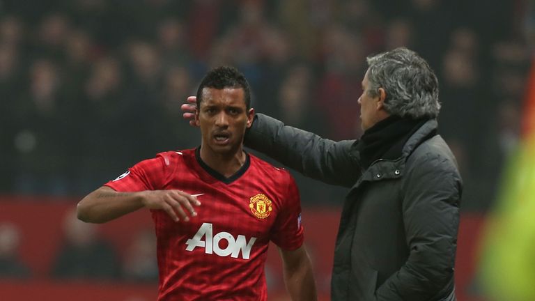 Nani Mourinho at Old Trafford on March 5, 2013 in Manchester, United Kingdom.