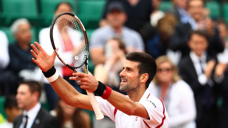 PARIS, FRANCE - MAY 26:  Novak Djokovic of Serbia celebrates victory during the Men's Singles second round match against Steve Darcis of Belgium on day fiv