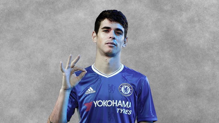 Oscar shows off the new Chelsea kit for next season 