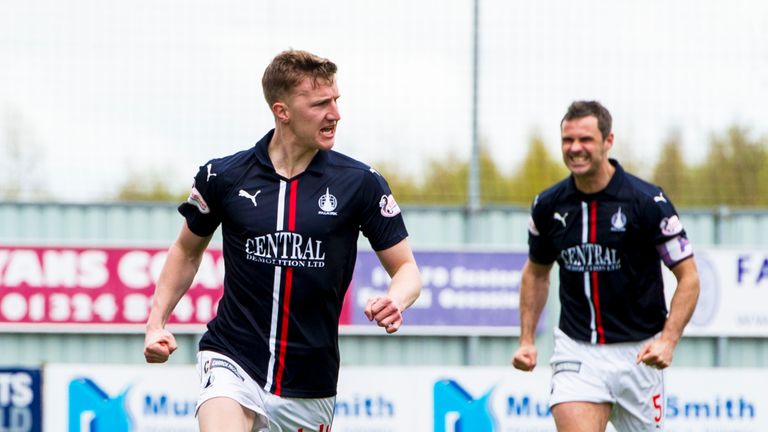 Falkirk's Paul Watson celebrates after he scores his side's opening goal against Morton