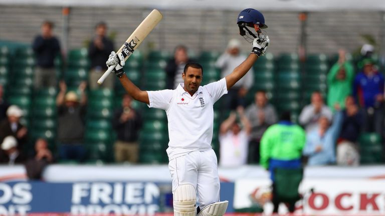 CHESTER-LE-STREET, ENGLAND - MAY 14:  Ravi Bopara of England celebrates scoring a century during day one of the 2nd npower test match between England and W