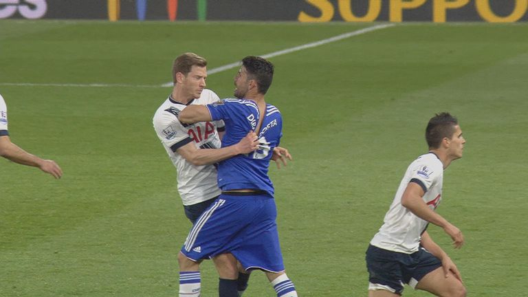 Jan Vertonghen and Diego Costa clash