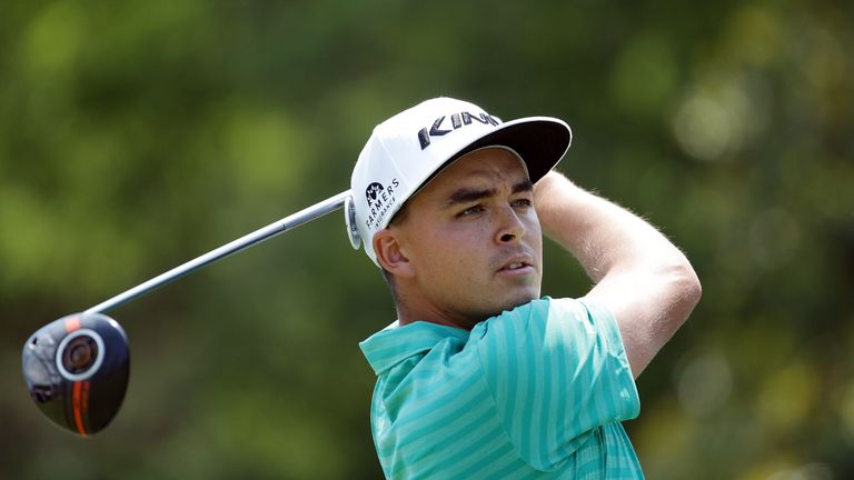 CHARLOTTE, NC - MAY 07:  Rickie Fowler hits his tee shot on the fourth hole during the third round of the Wells Fargo Championship at Quail Hollow Club on 