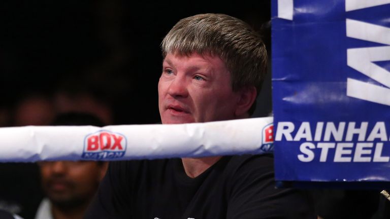 Trainer Ricky Hatton was ringside to watch Kiryl Relikh retain his WBA intercontinental  super-lightweight title