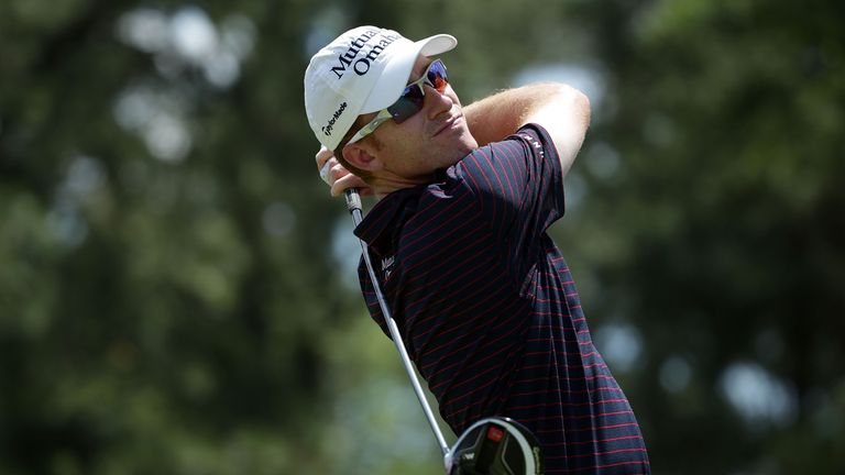 Roberto Castro hits his tee shot on the fourth hole during the final round of the Wells Fargo Championship at Quail Hollow Club 