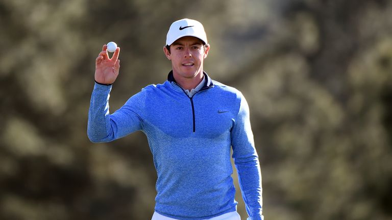 Rory McIlroy of Northern Ireland reacts after finishing on the 18th green during the final round of the 2016 Masters