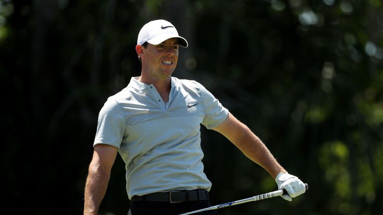 Rory McIlroy of Northern Ireland plays his shot from the seventh tee during the third round of THE PLAYERS Championship at TPC Sawgrass
