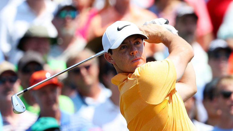 Rory McIlroy of Northern Ireland plays his shot from the third tee during the first round of THE PLAYERS Championship at Sawgrass