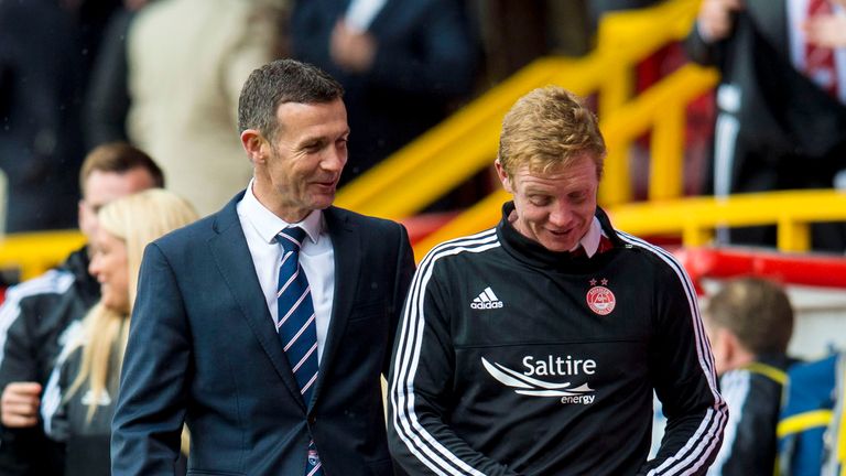 Ross County manager Jim McIntyre (left) with Aberdeen midfielder Barry Robson