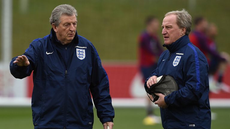 Roy Hodgson and Ray Lewington at England training