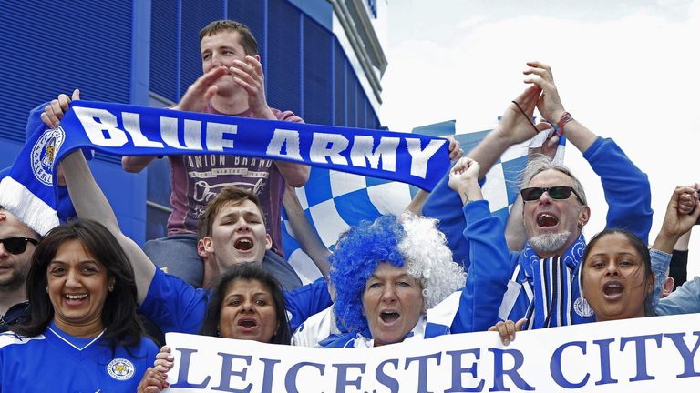 Leicester City fans celebrate winning Premier League title