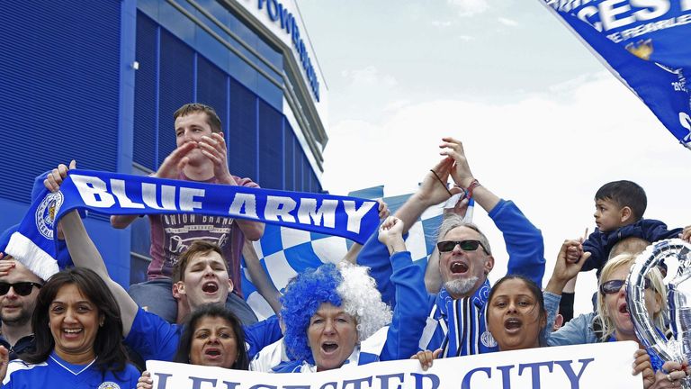 Leicester City fans celebrate winning Premier League title