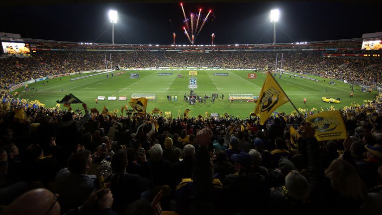 A general view of Westpac stadium during the 2015 Super Rugby final between the Hurricanes and Highlanders