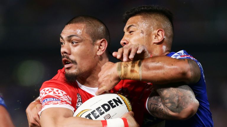 Sika Manu of Tonga in action against Samoa