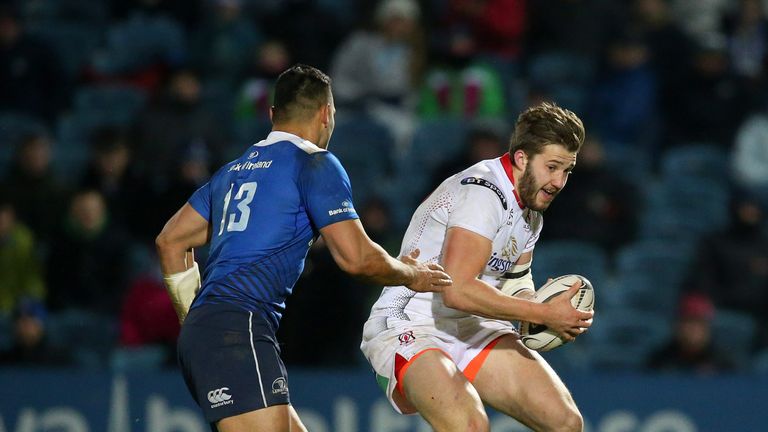 Ulster centre Stuart McCloskey is closed down by Ben Te'o