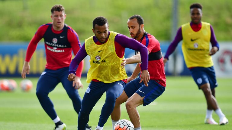 Ryan Bertrand takes part in an England training session on Wednesday