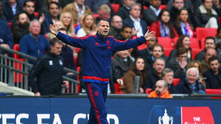 Ryan Giggs Assistant Manager of Manchester United reacts