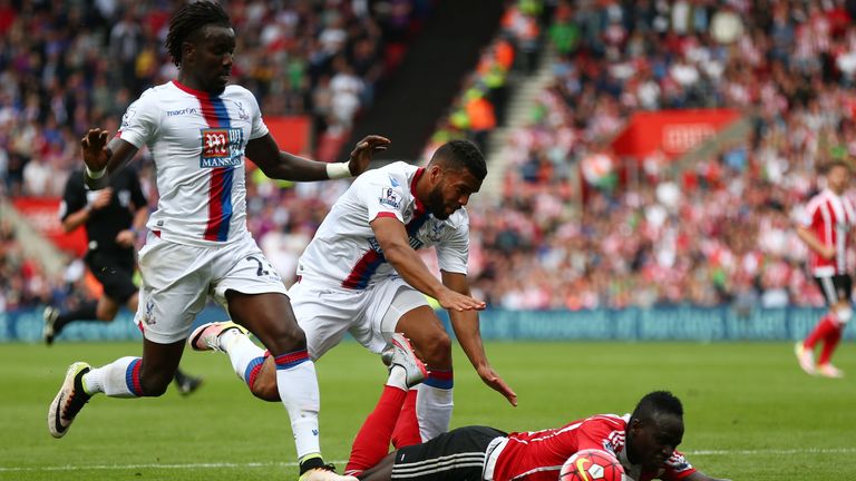 Sadio Mane won Southampton a penalty after being brought down by Pape Souare and Adrian Mariappa