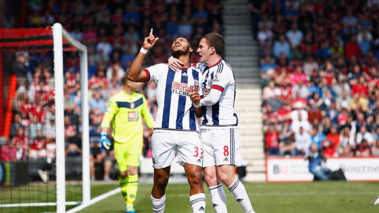 Salomon Rondon celebrates after scoring for West Brom