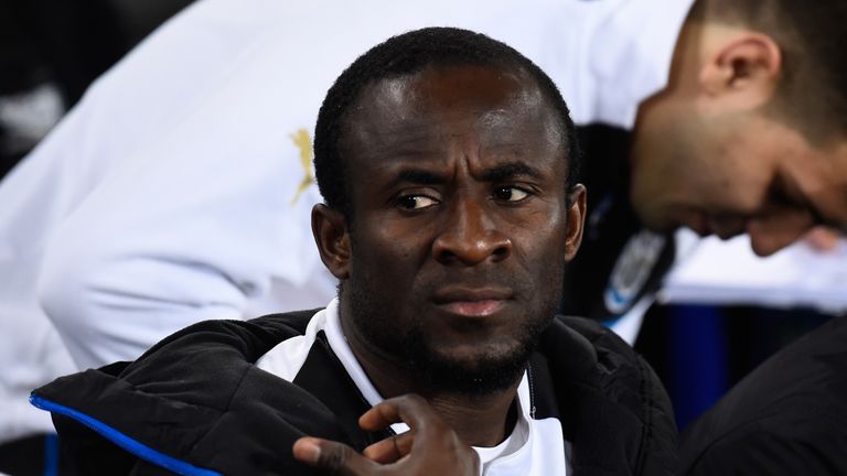 LIVERPOOL, ENGLAND - FEBRUARY 03:  Substitute Seydou Doumbia of Newcastle looks on during the Barclays Premier League match between Everton and Newcastle U