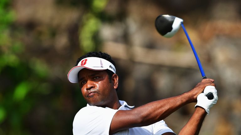 POSTE DE FLACQ, MAURITIUS - MAY 14:  Siddikur Rahman of Bangladesh plays a shot during the third round of AfrAsia Bank Mauritius Open at Four Seasons Golf 