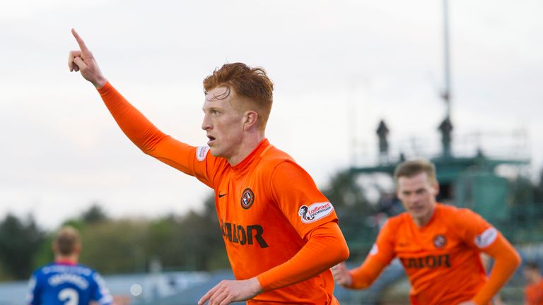 Dundee United's Simon Murray celebrates after scoring his side's second 