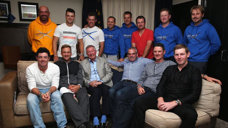Sir Alex Ferguson with Europe's 2014 Ryder Cup team