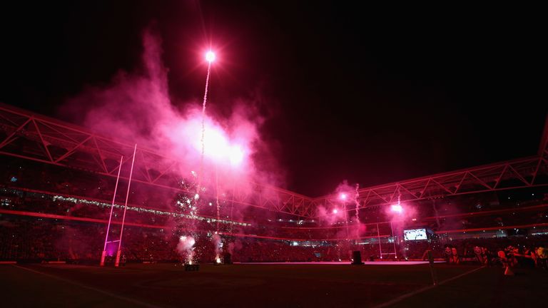 Pre-match entertainment ahead of kick-off in game three of the State of Origin series 2008