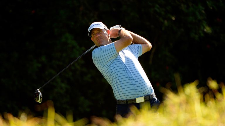 Stewart Cink tees off on the eighth hole during round two of the Northern Trust Open 
