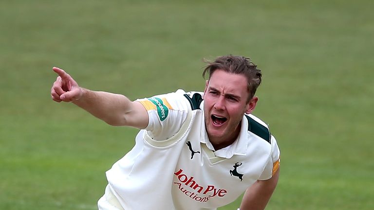 NOTTINGHAM, ENGLAND - MAY 03:  Stuart Broad appeals during the Specsavers County Championship division one match between Nottinghamshire and Yorkshire