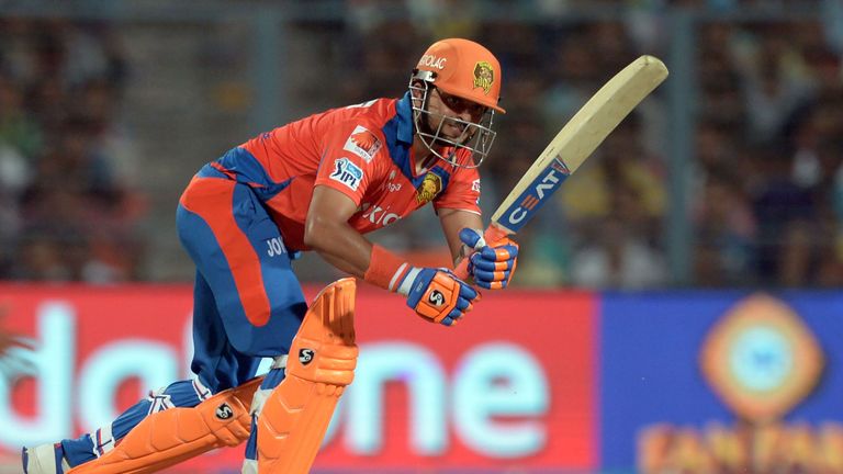 Gujarat Lions' captain  Suresh Raina plays a shot during the 2016 Indian Premier League (IPL)
