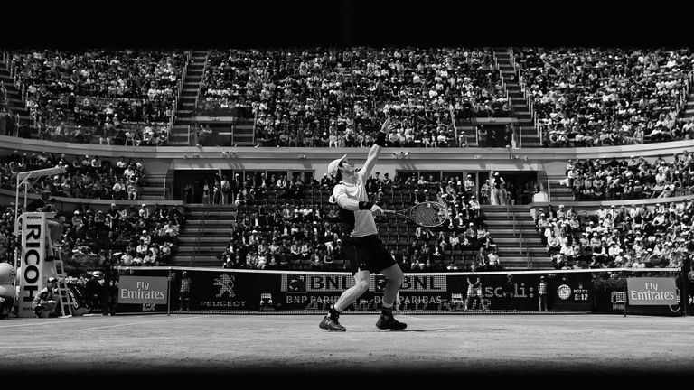 Andy Murray of Great Britain in action against David Goffin of Belguim