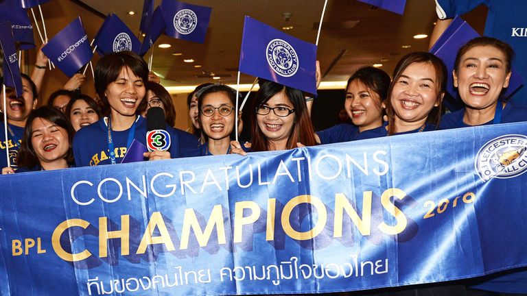 Some locals greeted the Leicester squad at Bangkok's main Airport