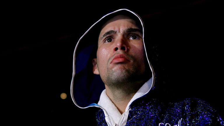 Tony Bellew of Liverpool walks out to face Ovill McKenzie of Derby in their Commonwealth Light-Heavyweight Championship 