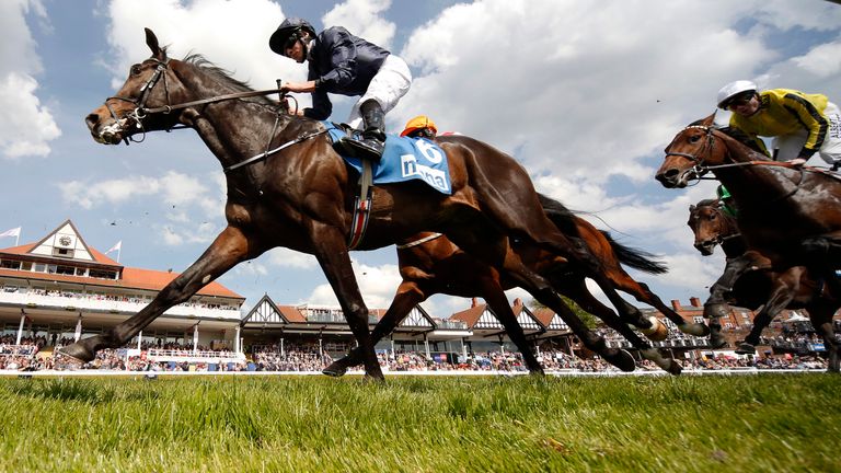 Ryan Moore riding US Army Ranger to a short-head victory in the Chester Vase